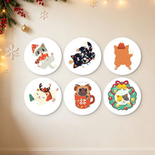 Load image into Gallery viewer, Mini Paint by Numbers Set - Discs Ø20cm (6 pieces) - Festive Critter