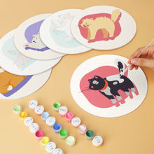 Load image into Gallery viewer, Mini Paint by Numbers Set - Discs Ø20cm (6 pieces) - Cat Portrait