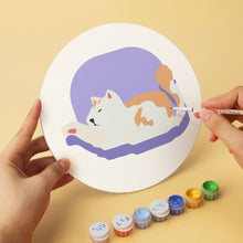 Load image into Gallery viewer, Mini Paint by Numbers Set - Discs Ø20cm (6 pieces) - Cat Portrait