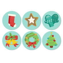 Load image into Gallery viewer, Mini Paint by Numbers Set - Discs Ø20cm (6 pieces) - Mint Christmas Icons