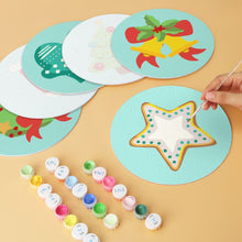Load image into Gallery viewer, Mini Paint by Numbers Set - Discs Ø20cm (6 pieces) - Mint Christmas Icons