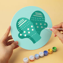 Load image into Gallery viewer, Mini Paint by Numbers Set - Discs Ø20cm (6 pieces) - Mint Christmas Icons
