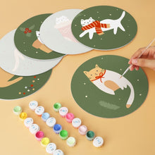 Load image into Gallery viewer, Mini Paint by Numbers Set - Discs Ø20cm (6 pieces) - Cat's Christmas Corner
