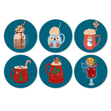 Load image into Gallery viewer, Mini Paint by Numbers Set - Discs Ø20cm (6 pieces) - Winter Warm Drinks Figured'Art