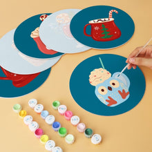 Load image into Gallery viewer, Mini Paint by Numbers Set - Discs Ø20cm (6 pieces) - Winter Warm Drinks