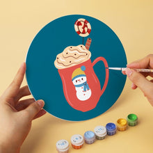 Load image into Gallery viewer, Mini Paint by Numbers Set - Discs Ø20cm (6 pieces) - Winter Warm Drinks