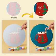 Load image into Gallery viewer, Mini Paint by Numbers Set - Discs Ø20cm (6 pieces) - Winter Warm Drinks