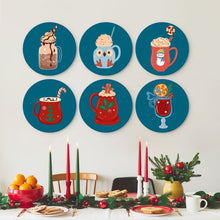 Load image into Gallery viewer, Mini Paint by Numbers Set - Discs Ø20cm (6 pieces) - Winter Warm Drinks
