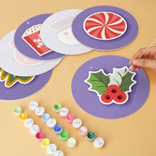 Load image into Gallery viewer, Mini Paint by Numbers Set - Discs Ø20cm (6 pieces) - Purple Christmas Set