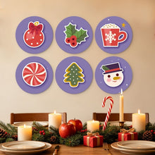 Load image into Gallery viewer, Mini Paint by Numbers Set - Discs Ø20cm (6 pieces) - Purple Christmas Set