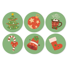 Load image into Gallery viewer, Mini Paint by Numbers Set - Discs Ø20cm (6 pieces) - Green Christmas Icons Figured'Art