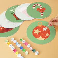 Load image into Gallery viewer, Mini Paint by Numbers Set - Discs Ø20cm (6 pieces) - Green Christmas Icons
