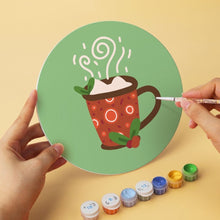 Load image into Gallery viewer, Mini Paint by Numbers Set - Discs Ø20cm (6 pieces) - Green Christmas Icons