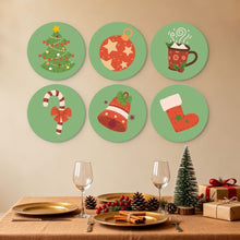 Load image into Gallery viewer, Mini Paint by Numbers Set - Discs Ø20cm (6 pieces) - Green Christmas Icons