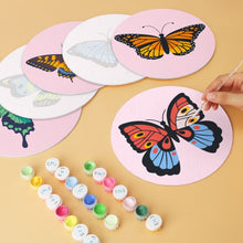 Load image into Gallery viewer, Mini Paint by Numbers Set - Discs Ø20cm (6 pieces) - Butterflies
