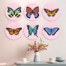 Load image into Gallery viewer, Mini Paint by Numbers Set - Discs Ø20cm (6 pieces) - Butterflies