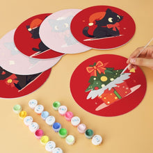 Load image into Gallery viewer, Mini Paint by Numbers Set - Discs Ø20cm (6 pieces) - Mistletoe and Paws