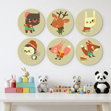 Load image into Gallery viewer, Mini Paint by Numbers Set - Discs Ø20cm (6 pieces) - Woodland Winter