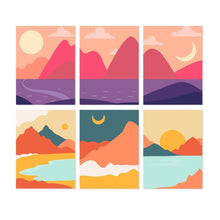 Load image into Gallery viewer, Mini Paint by Numbers Set 15x20cm (6 pieces) - Sunset Peaks Figured'Art