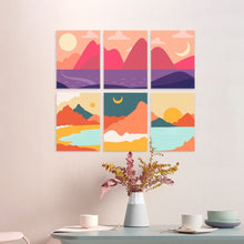 Load image into Gallery viewer, Mini Paint by Numbers Set 15x20cm (6 pieces) - Sunset Peaks