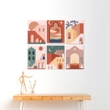 Load image into Gallery viewer, Mini Paint by Numbers Set 15x20cm (6 pieces) - Desert Doorways