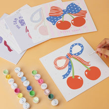 Load image into Gallery viewer, Mini Paint by Numbers Set 20x20cm (6 pieces) - Cherries and Bows