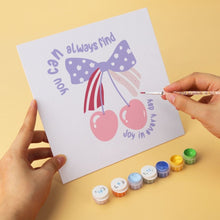 Load image into Gallery viewer, Mini Paint by Numbers Set 20x20cm (6 pieces) - Cherries and Bows