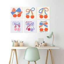 Load image into Gallery viewer, Mini Paint by Numbers Set 20x20cm (6 pieces) - Cherries and Bows