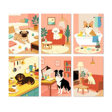 Load image into Gallery viewer, Mini Paint by Numbers Set 15x20cm (6 pieces) - Dogs at Home Figured'Art