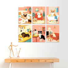 Load image into Gallery viewer, Mini Paint by Numbers Set 15x20cm (6 pieces) - Dogs at Home
