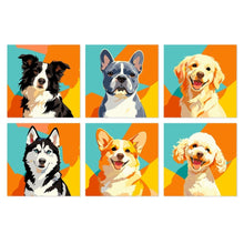Load image into Gallery viewer, Mini Paint by Numbers Set 20x20cm (6 pieces) - Pop Dog Portraits Figured'Art