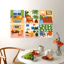 Load image into Gallery viewer, Mini Paint by Numbers Set 20x20cm (6 pieces) - Charming Rooms