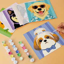 Load image into Gallery viewer, Mini Paint by Numbers Set 20x20cm (6 pieces) - Stylish Pup Gallery