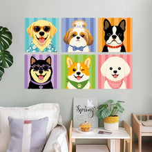 Load image into Gallery viewer, Mini Paint by Numbers Set 20x20cm (6 pieces) - Stylish Pup Gallery