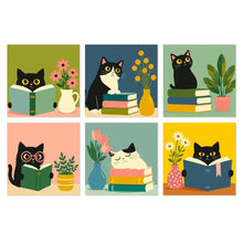 Load image into Gallery viewer, Mini Paint by Numbers Set 20x20cm (6 pieces) - Literary Cats Figured'Art
