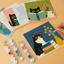 Load image into Gallery viewer, Mini Paint by Numbers Set 20x20cm (6 pieces) - Literary Cats