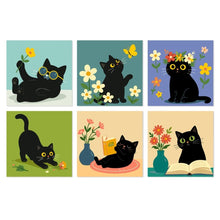 Load image into Gallery viewer, Mini Paint by Numbers Set 20x20cm (6 pieces) - Cats and Flowers Figured'Art