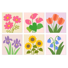 Load image into Gallery viewer, Mini Paint by Numbers Set 20x20cm (6 pieces) - Pastel Petals Figured'Art