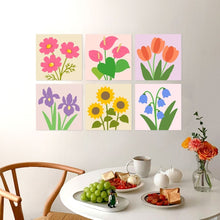 Load image into Gallery viewer, Mini Paint by Numbers Set 20x20cm (6 pieces) - Pastel Petals