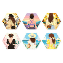 Load image into Gallery viewer, Mini Paint by Numbers Set - Hexagons (6 pieces) - Women travelling Figured'Art