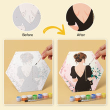 Load image into Gallery viewer, Mini Paint by Numbers Set - Hexagons (6 pieces) - Women travelling