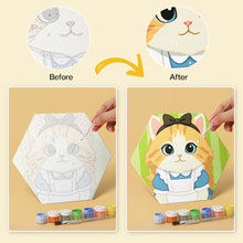 Load image into Gallery viewer, Mini Paint by Numbers Set - Hexagons (6 pieces) - Cats in Costumes