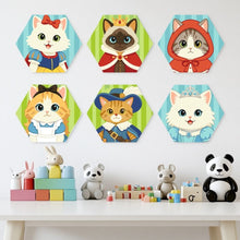 Load image into Gallery viewer, Mini Paint by Numbers Set - Hexagons (6 pieces) - Cats in Costumes