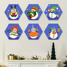 Load image into Gallery viewer, Mini Paint by Numbers Set - Hexagons (6 pieces) - Frosty Friends