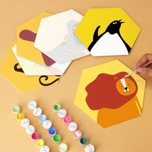 Load image into Gallery viewer, Mini Paint by Numbers Set - Hexagons (6 pieces) - Wildlife Shapes