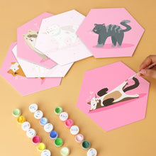 Load image into Gallery viewer, Mini Paint by Numbers Set - Hexagons (6 pieces) - Animals in Pink