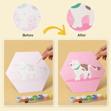 Load image into Gallery viewer, Mini Paint by Numbers Set - Hexagons (6 pieces) - Animals in Pink