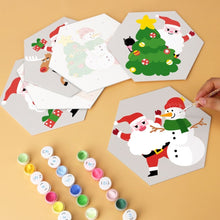 Load image into Gallery viewer, Mini Paint by Numbers Set - Hexagons (6 pieces) - Santa and Friends