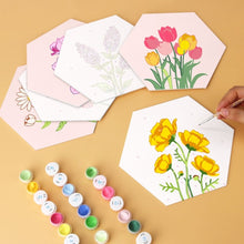 Load image into Gallery viewer, Mini Paint by Numbers Set - Hexagons (6 pieces) - Flower Set
