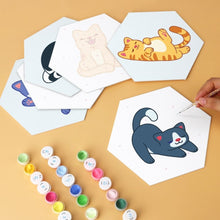 Load image into Gallery viewer, Mini Paint by Numbers Set - Hexagons (6 pieces) - Little Cats
